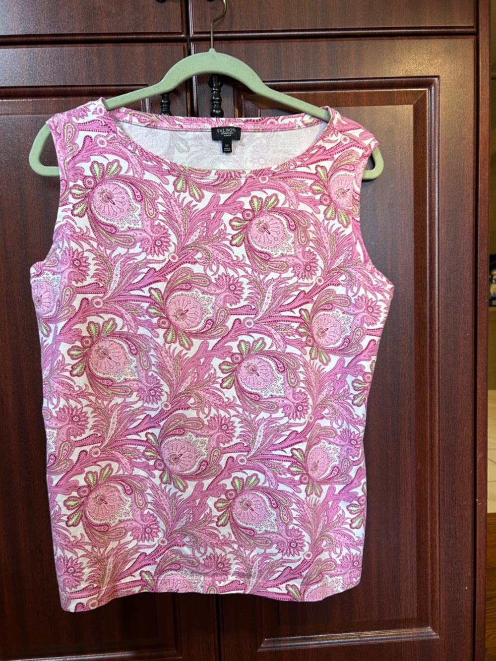 Talbots Pink Paisley Knit Sleeveless Top